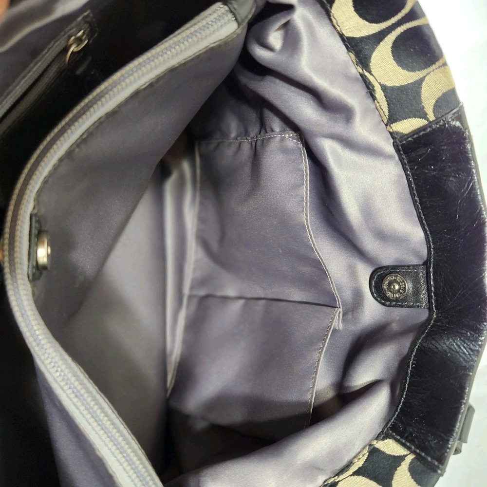 Coach Ashley Signature Black Leather / Sateen Lined‎ Shoulder Purse F15510 - Picture 5 of 7